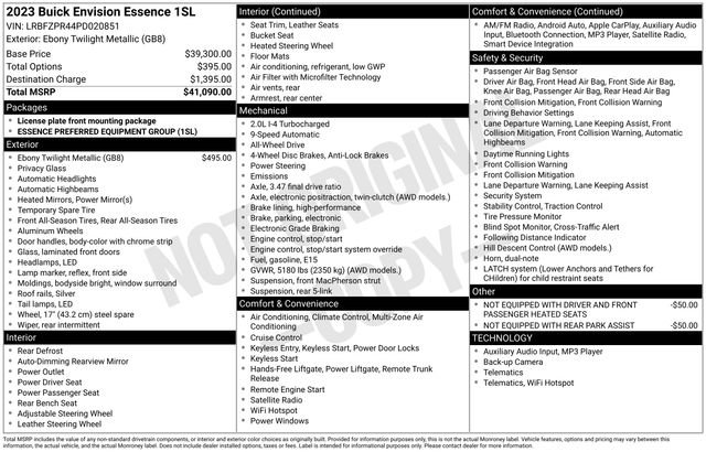 Certified 2023 Buick Envision Essence AWD/4WD image 31