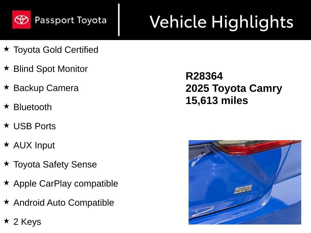 Certified 2025 Toyota Camry SE AWD/4WD image 13