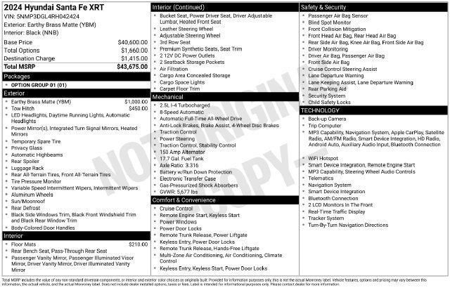 Certified 2024 Hyundai Santa Fe XRT AWD/4WD image 2
