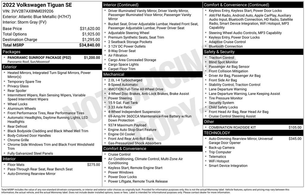 Used 2022 Volkswagen Tiguan SE w/ Panoramic Sunroof Package image 37