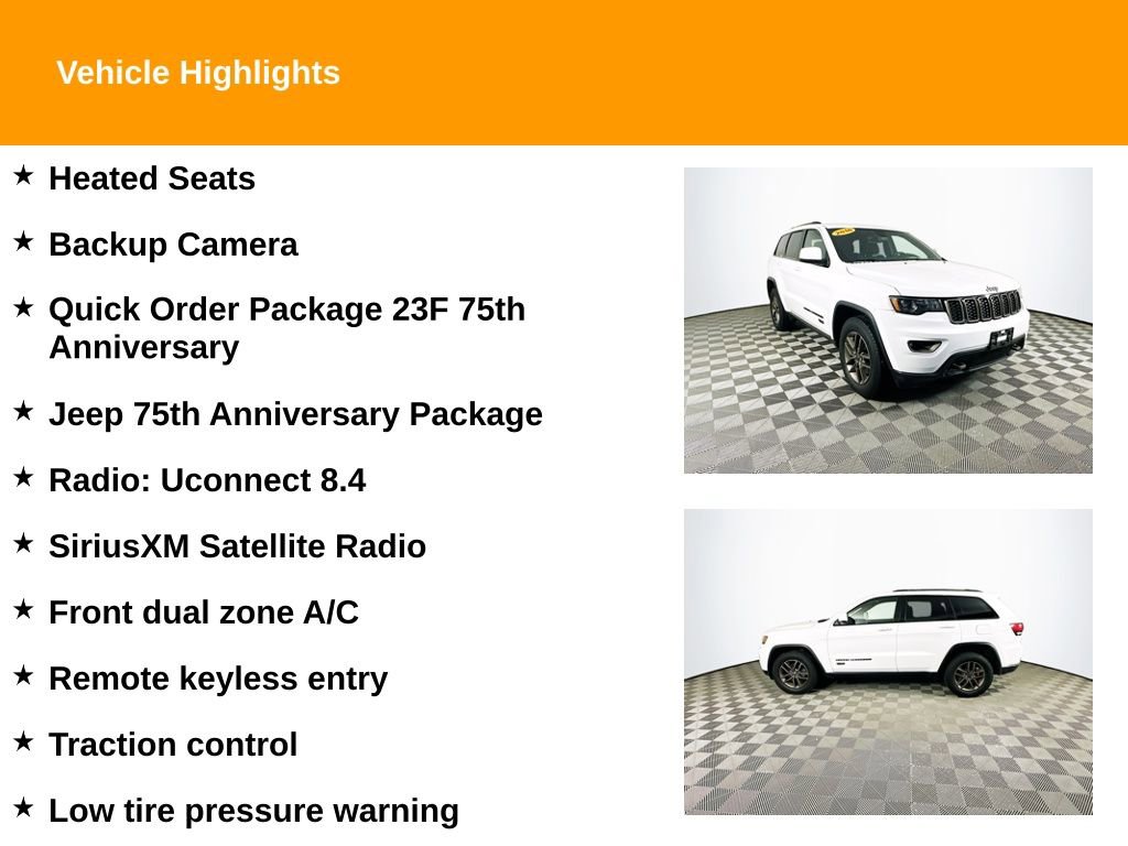 Used 2016 Jeep Grand Cherokee Laredo 75th Anniversary image 2