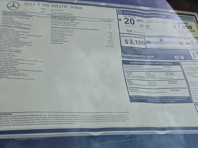 New 2026 Mercedes-Benz S 580 4MATIC Sedan image 17