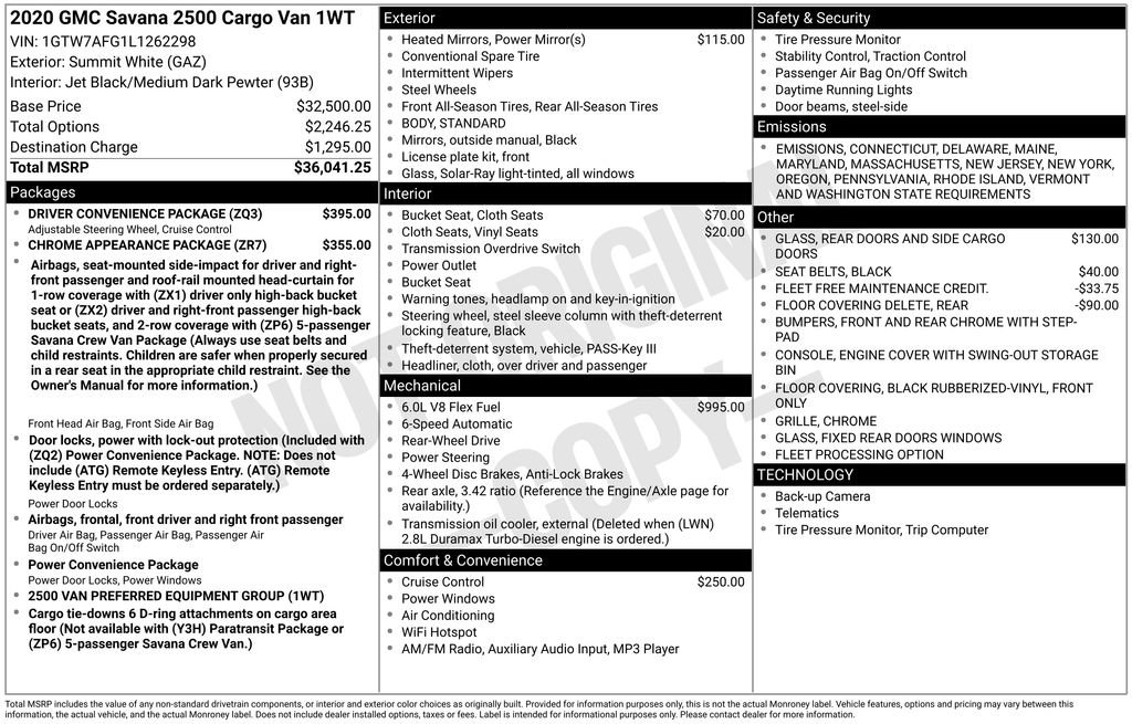 Used 2020 GMC Savana 2500 w/ Driver Convenience Package image 17