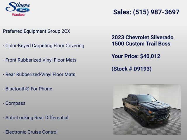 Used 2023 Chevrolet Silverado 1500 Custom Trail Boss AWD/4WD image 16