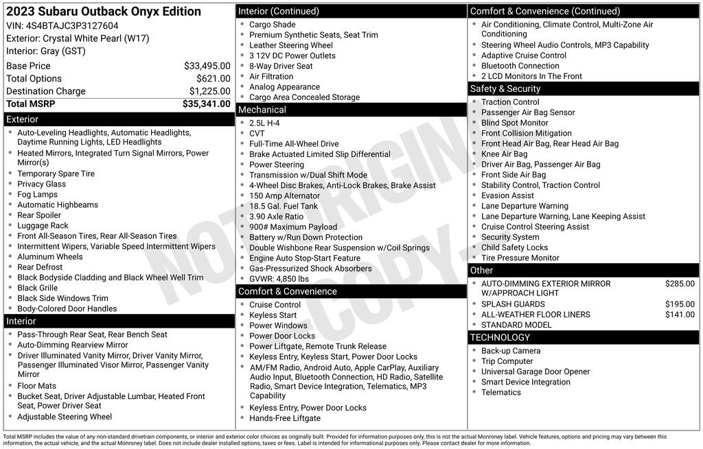 Certified 2023 Subaru Outback Onyx Edition image 8