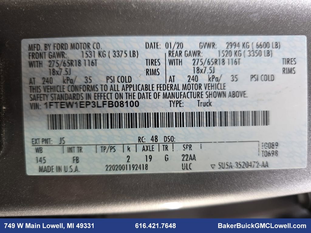 Used 2020 Ford F150 XLT w/ Equipment Group 302A Luxury image 36