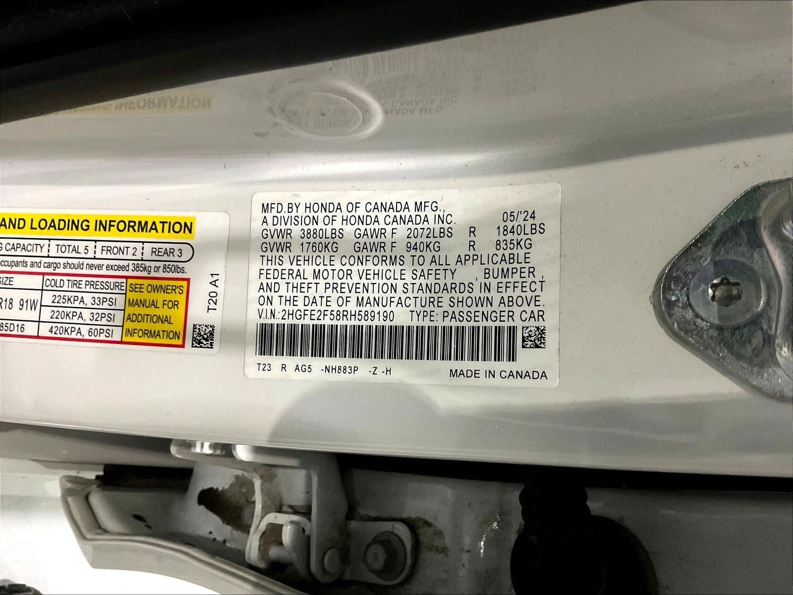 Certified 2024 Honda Civic Sport image 18