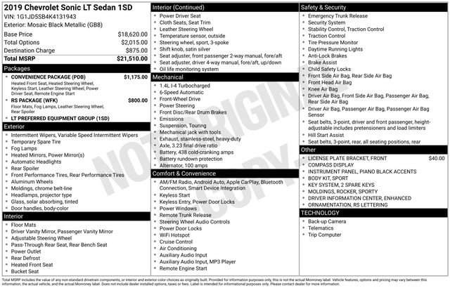 Used 2019 Chevrolet Sonic LT w/ Convenience Package image 48