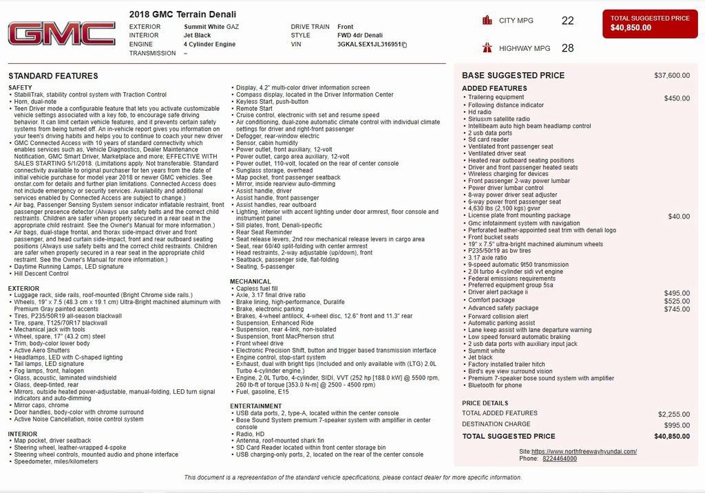 Used 2018 GMC Terrain Denali w/ Advanced Safety Package image 3