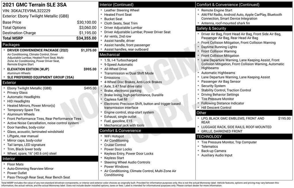 Used 2021 GMC Terrain SLE w/ Driver Convenience Package image 4