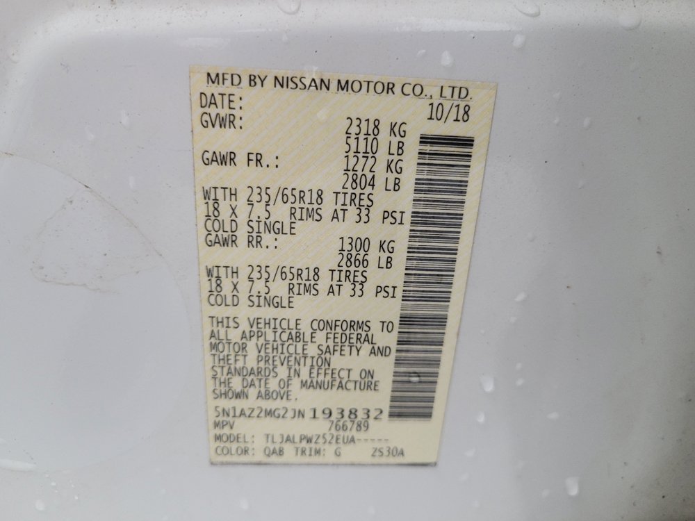 Used 2018 Nissan Murano S w/ Cargo Package FWD image 33
