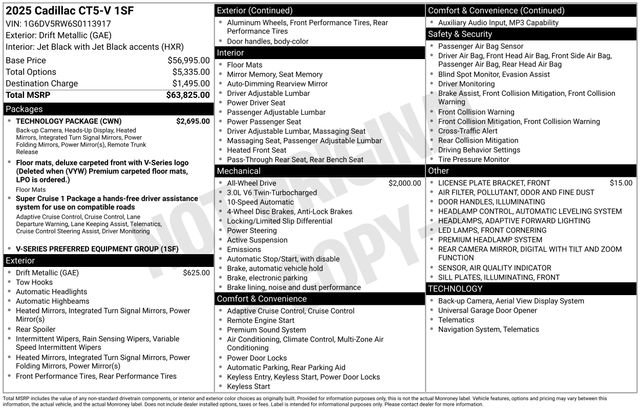 Certified 2025 Cadillac CT5 V w/ Technology Package AWD/4WD image 12