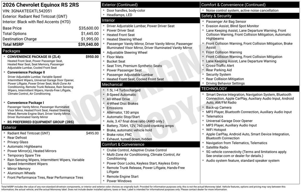 New 2026 Chevrolet Equinox RS w/ Convenience Package III AWD/4WD image 4