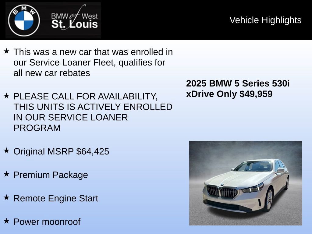 Used 2025 BMW 530i xDrive w/ Premium Package image 8