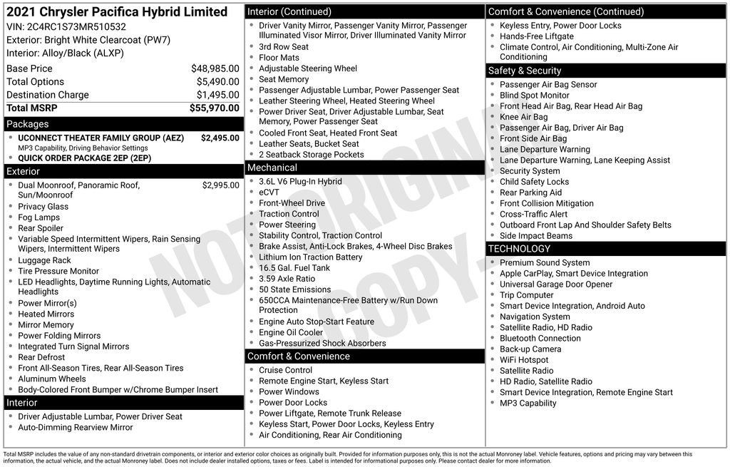 Used 2021 Chrysler Pacifica Limited w/ Uconnect Theater Family Group FWD image 6