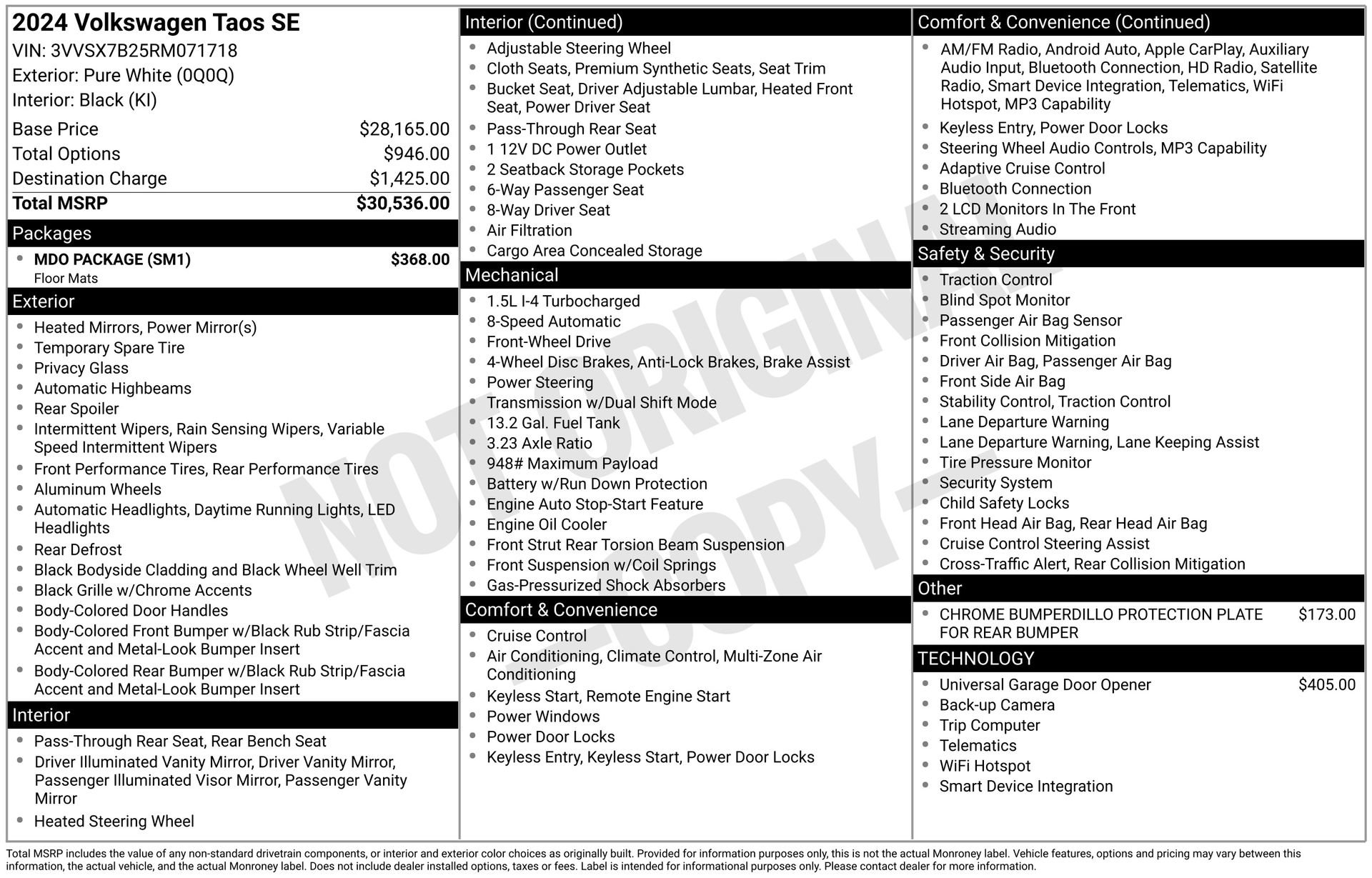 Used 2024 Volkswagen Taos SE w/ MDO Package FWD image 3