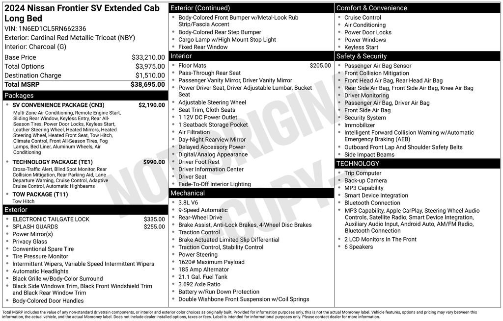 Certified 2024 Nissan Frontier SV w/ SV Convenience Package RWD image 5