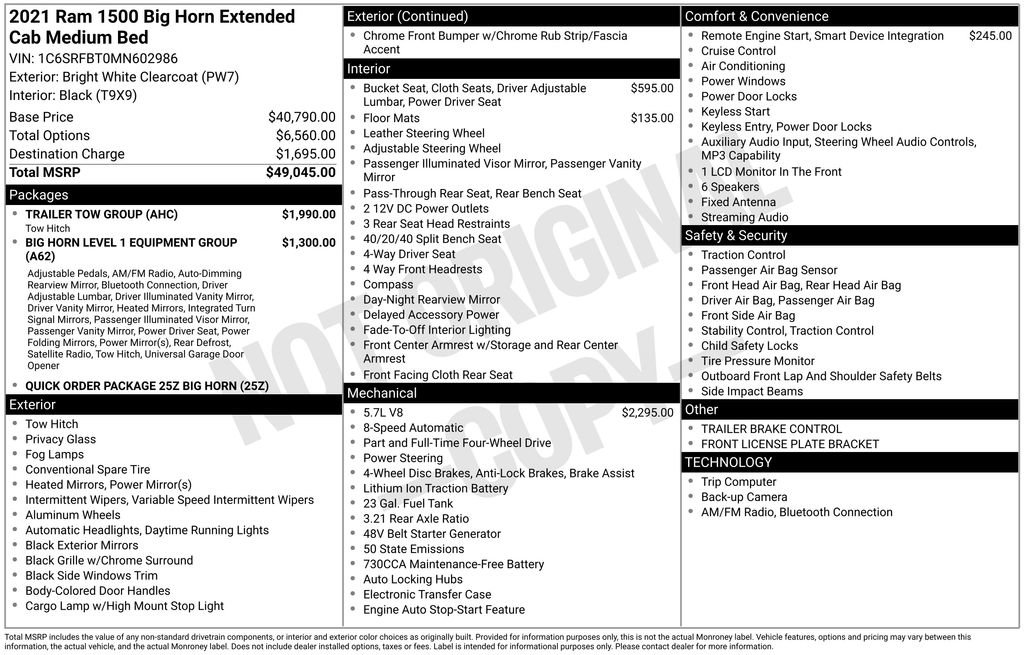 Used 2021 RAM 1500 Big Horn w/ Trailer Tow Group image 10