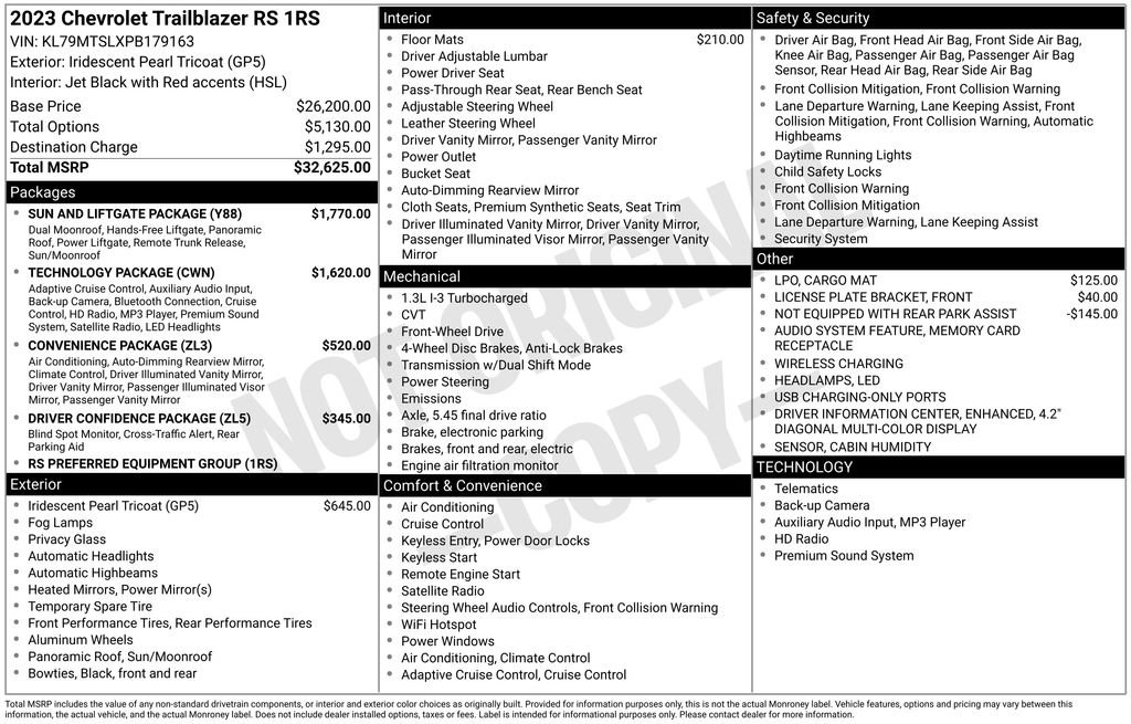 Certified 2023 Chevrolet TrailBlazer RS w/ Sun and Liftgate Package image 54