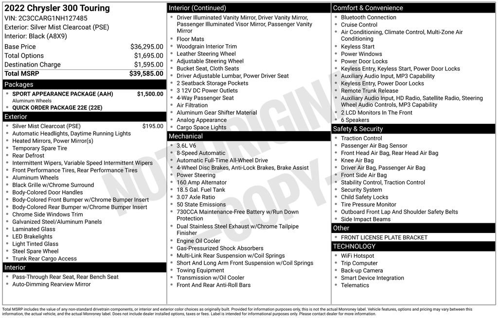 Certified 2022 Chrysler 300 Touring w/ Sport Appearance Package AWD/4WD image 35