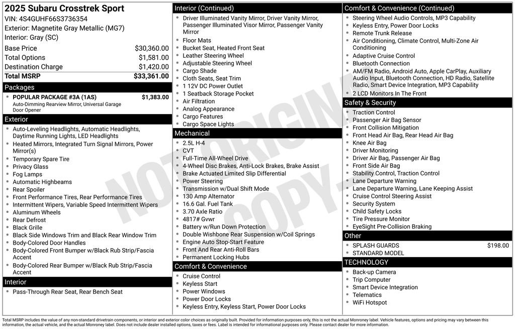 Used 2025 Subaru Crosstrek 2.5i Sport w/ Popular Package #3A image 4