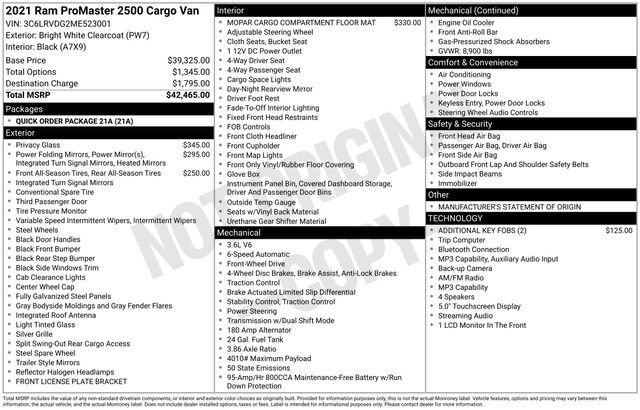 Used 2021 RAM ProMaster 2500 FWD image 7