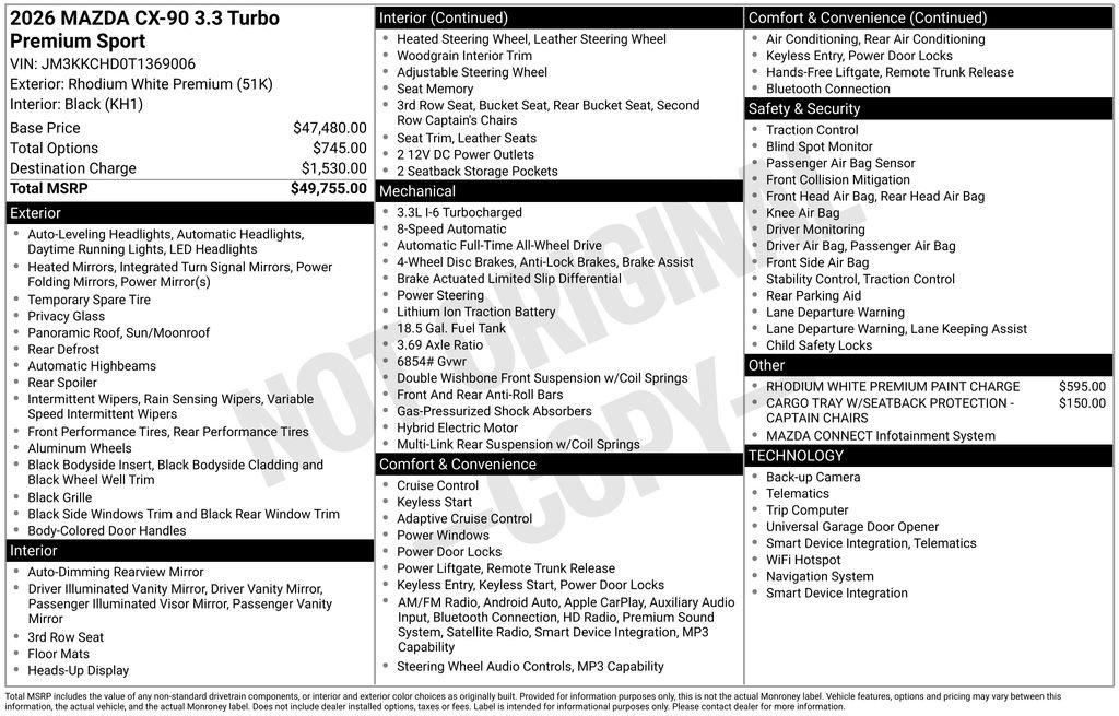 Certified 2026 MAZDA CX-90 3.3 Turbo w/ Premium Sport Pkg AWD/4WD image 4