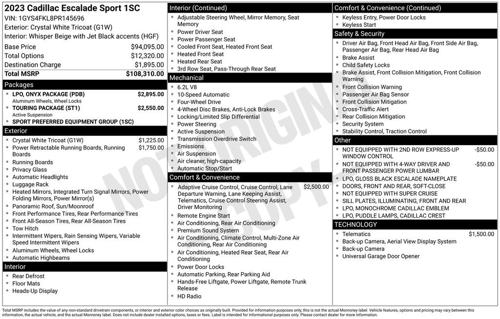 Certified 2023 Cadillac Escalade Sport w/ LPO, ONYX Package image 4