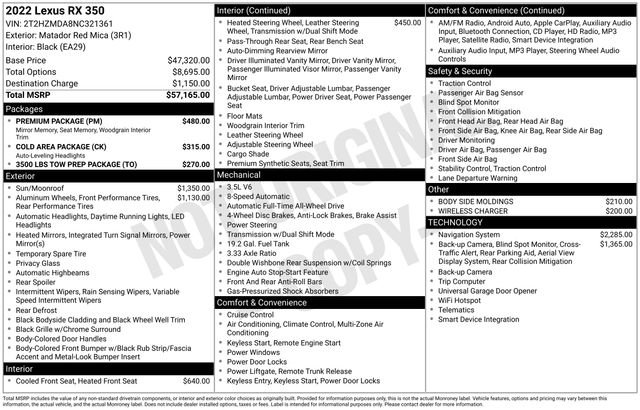 Used 2022 Lexus RX 350 AWD w/ Premium Package image 33