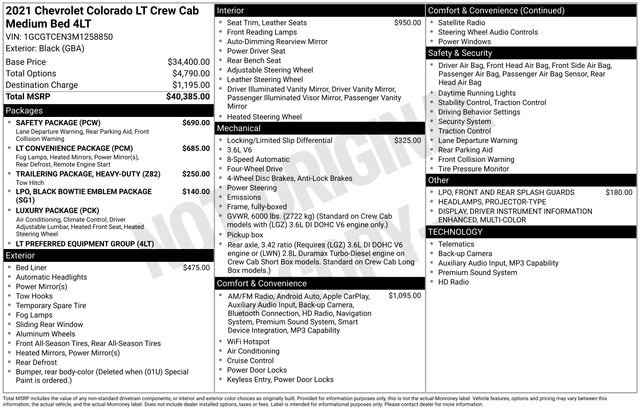 Used 2021 Chevrolet Colorado LT w/ Safety Package AWD/4WD image 29