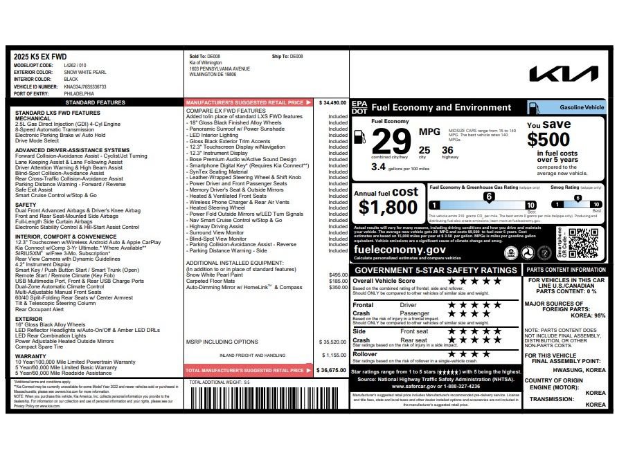 Certified 2025 Kia K5 EX FWD image 9