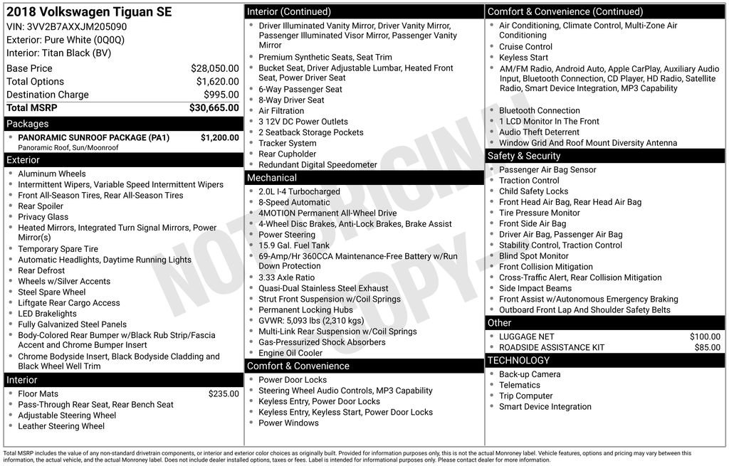 Used 2018 Volkswagen Tiguan SE w/ Panoramic Sunroof Package image 7