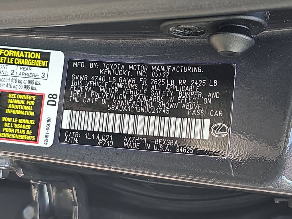 Certified 2022 Lexus ES 300h w/ Premium Package FWD image 35