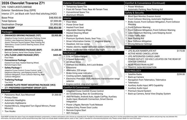New 2026 Chevrolet Traverse Z71 w/ Enhanced Driving Package AWD/4WD image 33