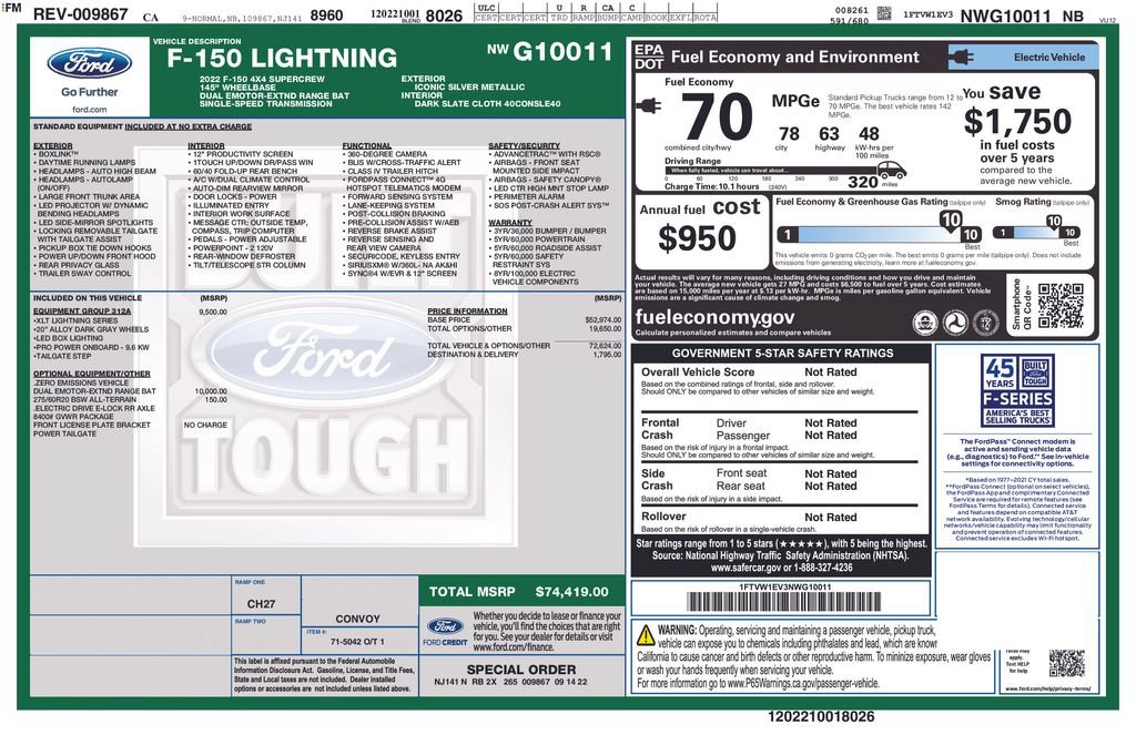 Used 2022 Ford F150 Lightning XLT w/ Equipment Group 312A High AWD/4WD image 3