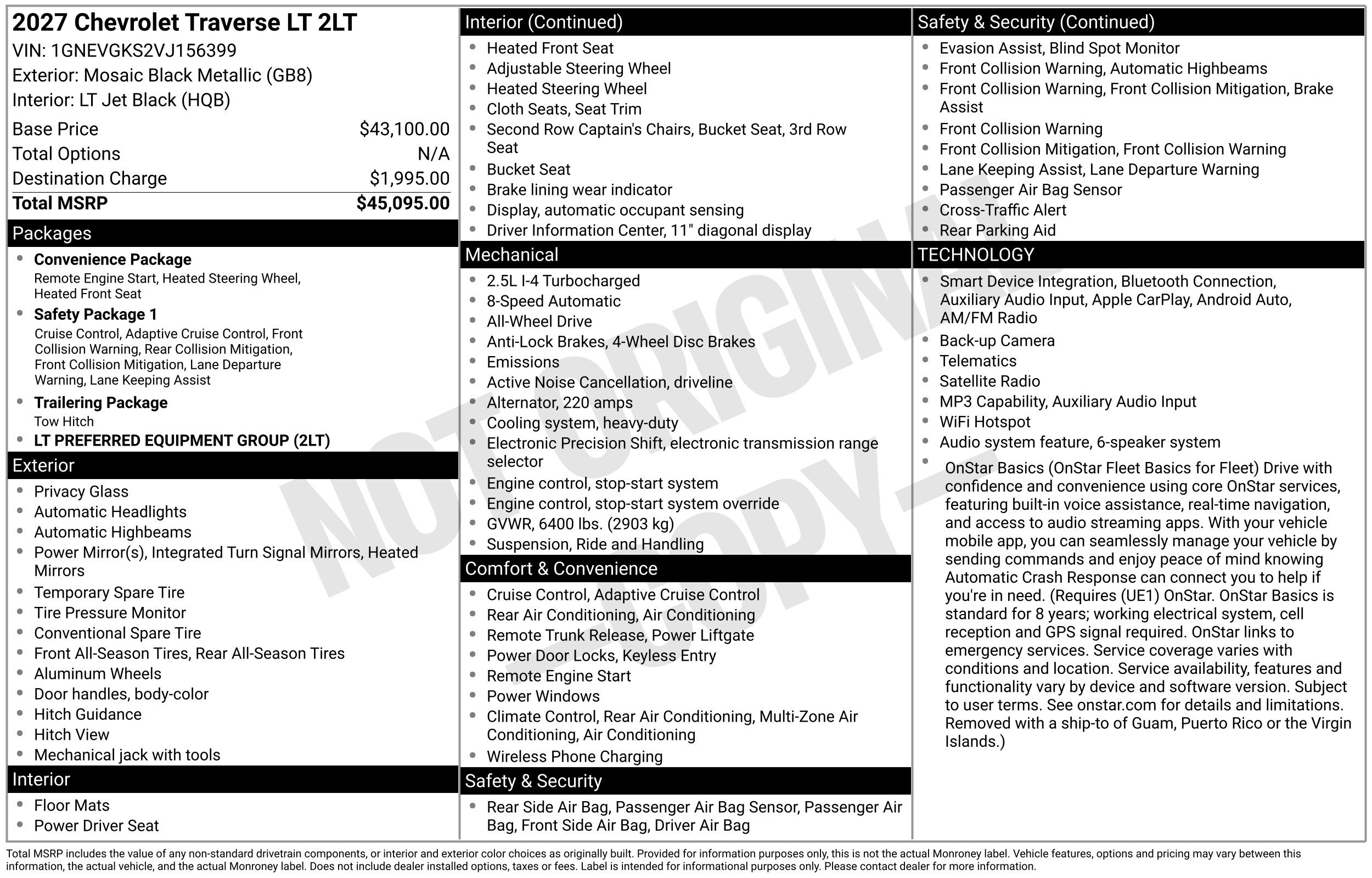 New 2027 Chevrolet Traverse LT AWD/4WD image 3