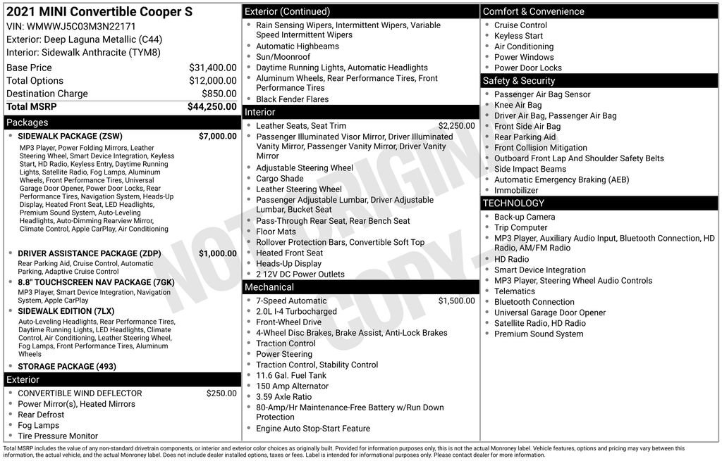 Used 2021 MINI Cooper S w/ Sidewalk Package FWD image 9