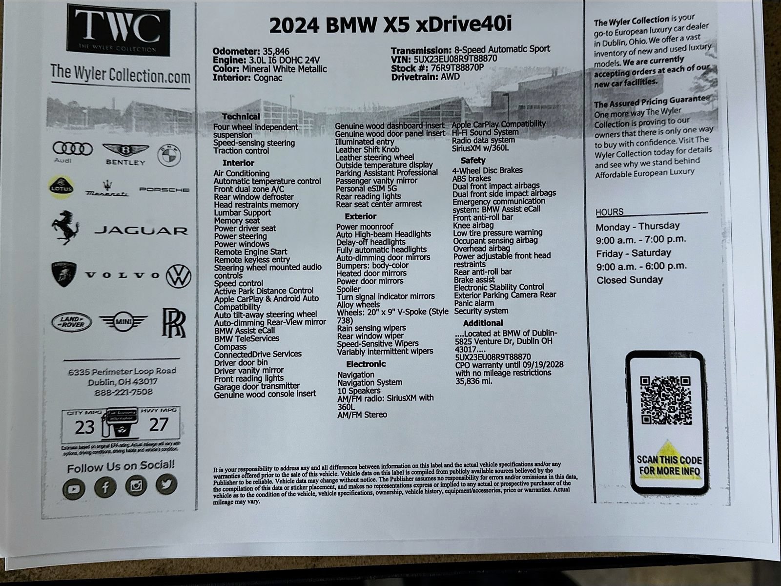 Used 2024 BMW X5 xDrive40i w/ Parking Assistance Package AWD/4WD image 47