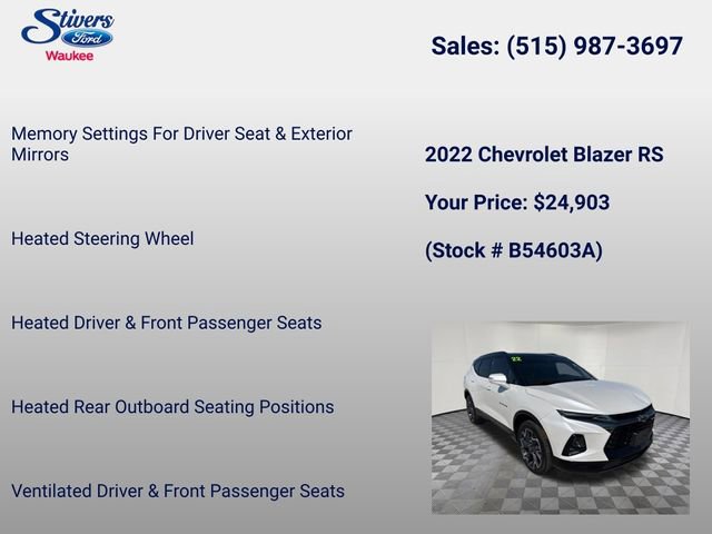 Used 2022 Chevrolet Blazer RS w/ Enhanced Convenience Package AWD/4WD image 22