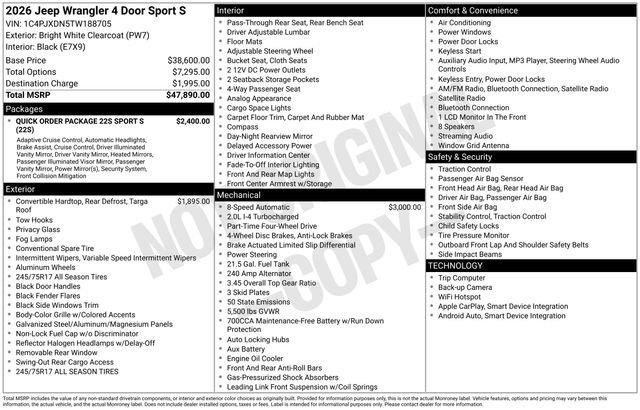 New 2026 Jeep Wrangler Sport S image 31