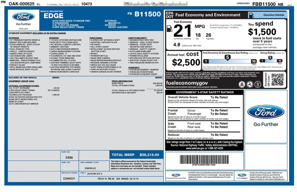 Used 2015 Ford Edge Titanium w/ Technology Package FWD image 5