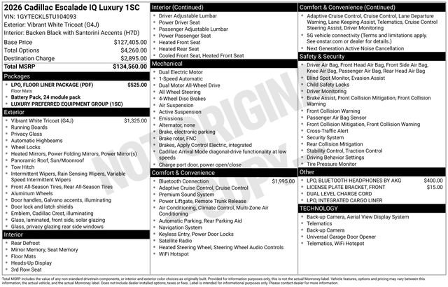 New 2026 Cadillac Escalade IQ Luxury 1 w/ LPO, Floor Liner Package video 2