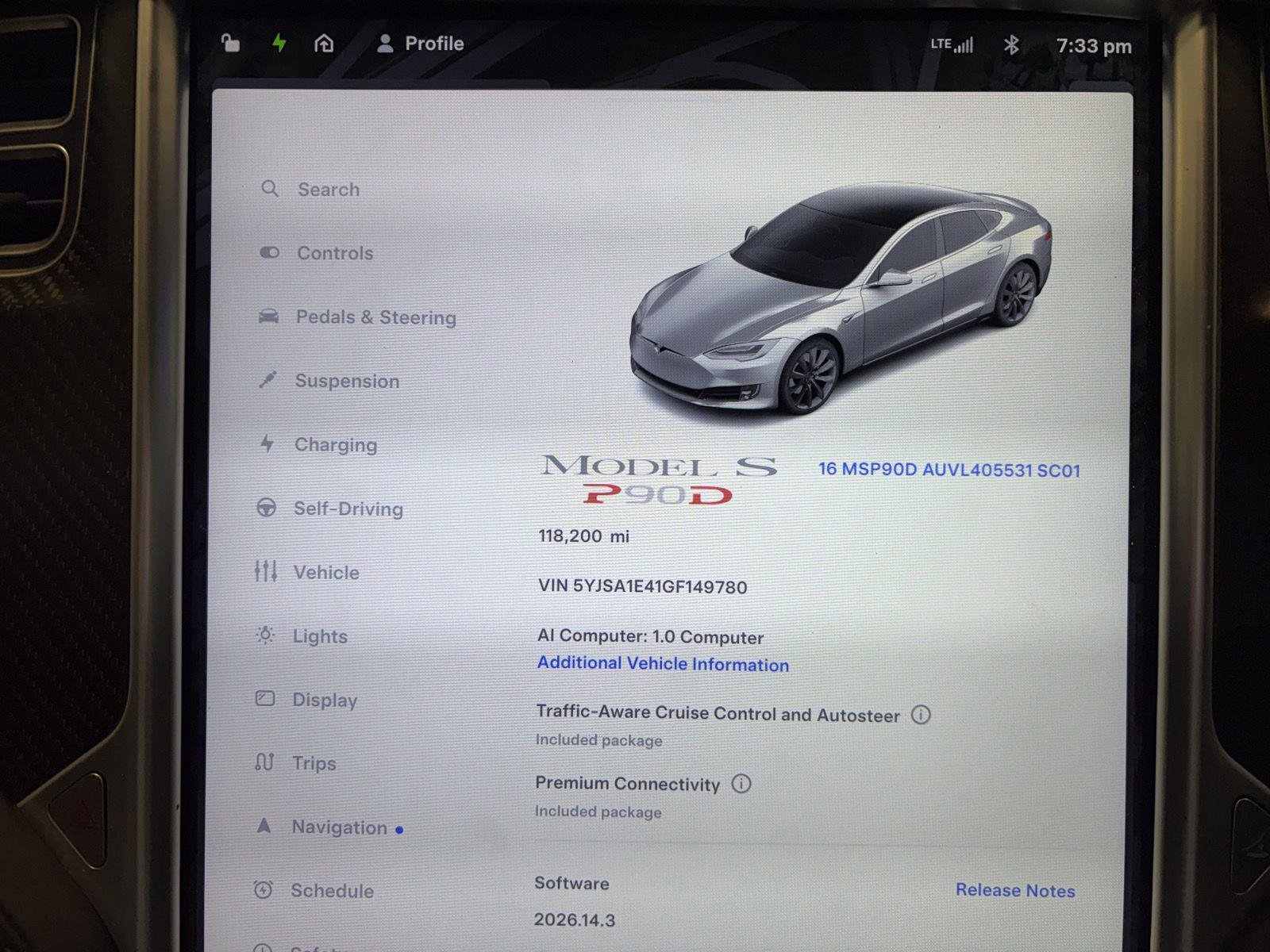 Used 2016 Tesla Model S P90D AWD/4WD image 2