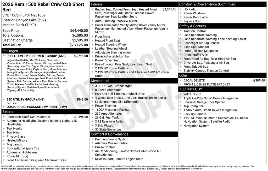 New 2026 RAM 1500 Rebel w/ Rebel Level 2 Equipment Group image 41