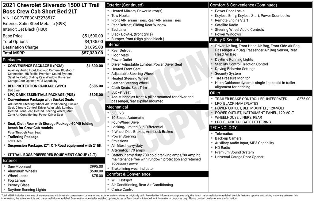 Used 2021 Chevrolet Silverado 1500 LT Trail Boss w/ Convenience Package II image 36