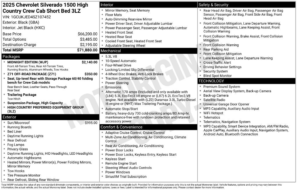 Used 2025 Chevrolet Silverado 1500 High Country w/ Midnight Edition AWD/4WD image 39