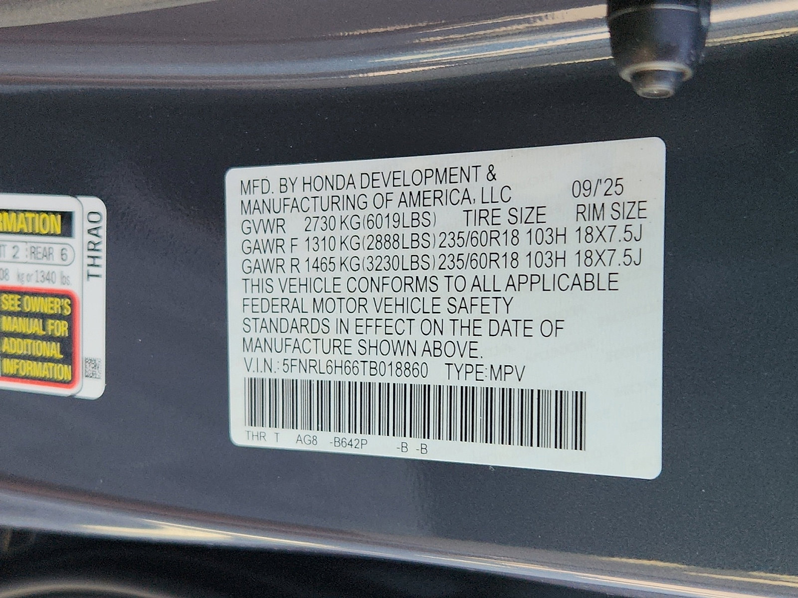 New 2026 Honda Odyssey EX-L image 17