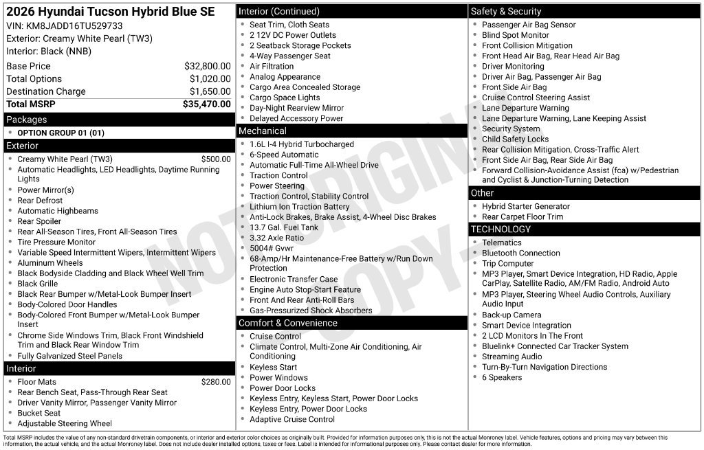 New 2026 Hyundai Tucson Blue SE AWD/4WD image 6