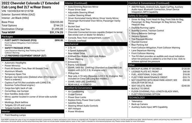 Used 2022 Chevrolet Colorado LT w/ Fleet Safety Package image 31