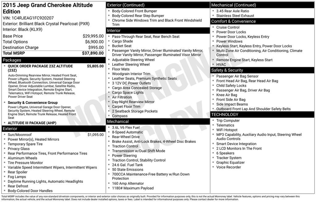 Used 2015 Jeep Grand Cherokee Altitude RWD image 6